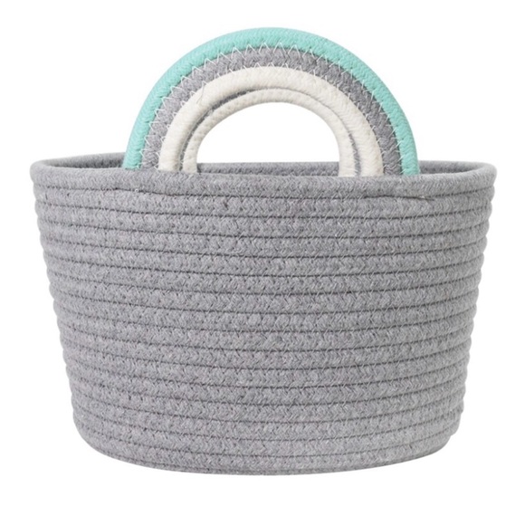 Hd Designs Other - HD Designs Medium Gray Rope Basket
Teal & White Rainbow Handles
New with Tags